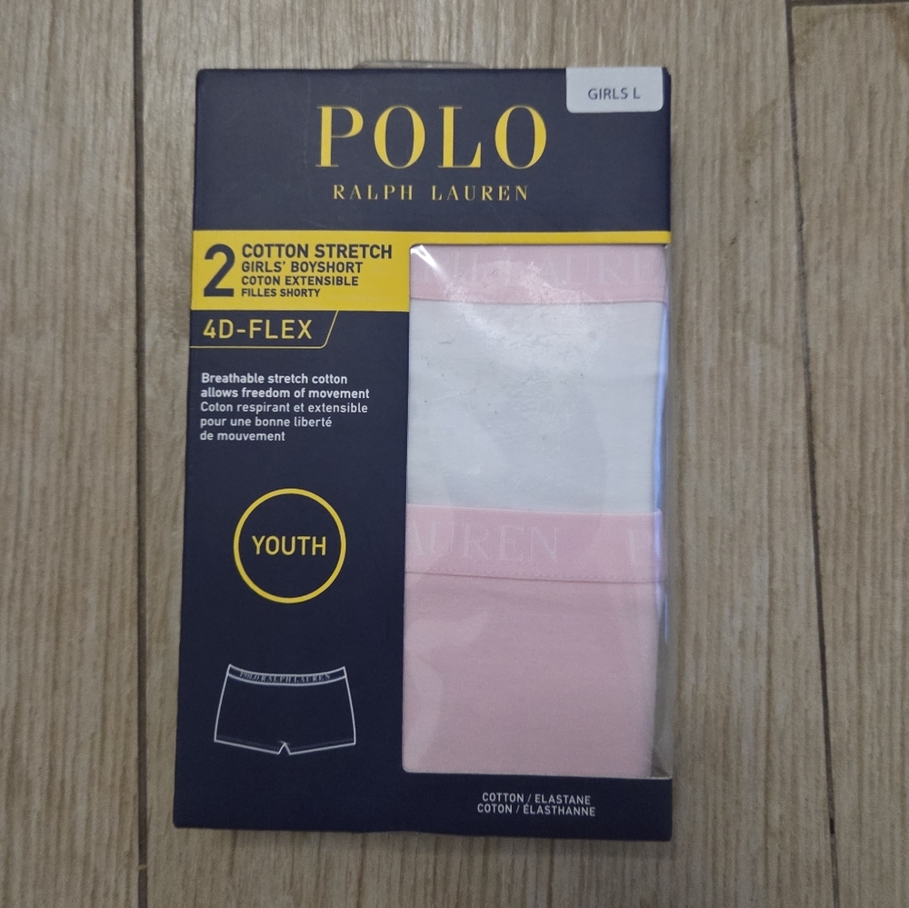 Polo by Ralph Lauren Youth Pink and White Boyshorts For Girls